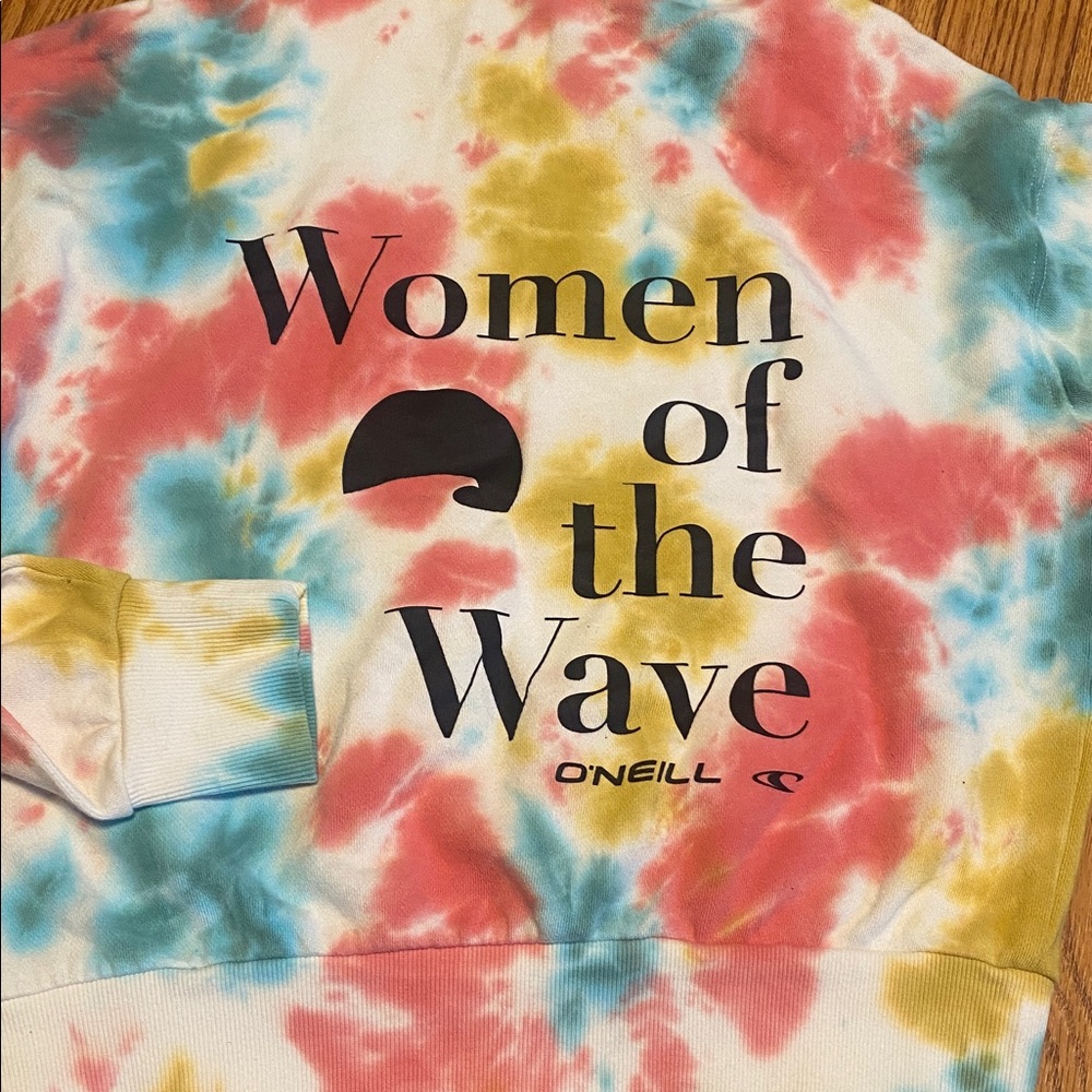Women Of The Wave Currents Hooded Pullover Oneill Cropped Tie Dye XS NWOT $85